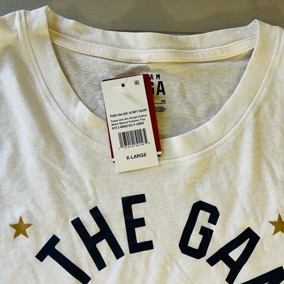 Team USA Olympics Short Sleeve T Shirt Womens XL White Let The Games Begin NWT - Picture 8 of 10